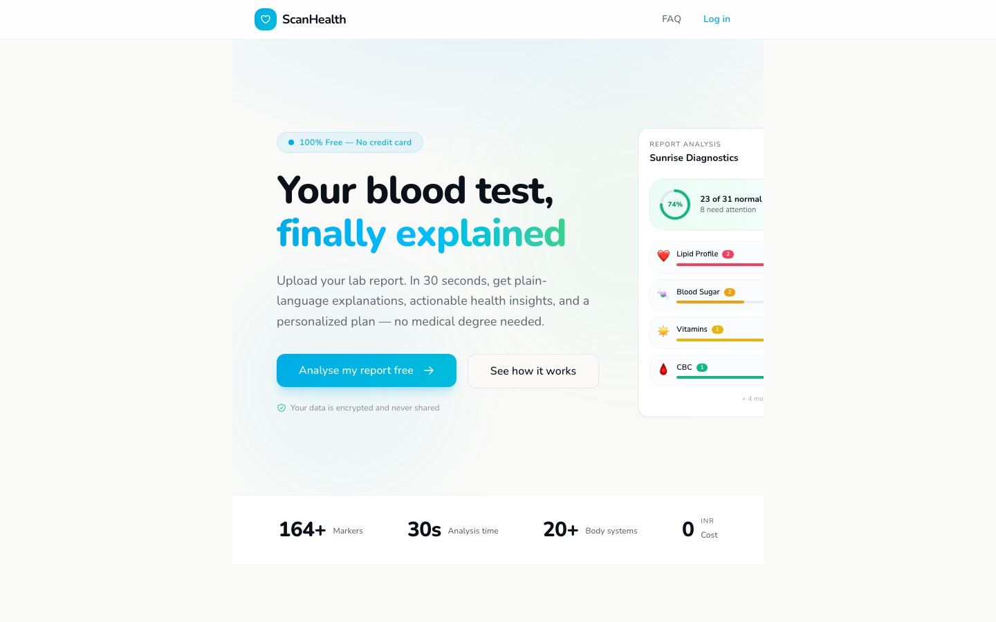 ScanHealth blood test analyzer web app