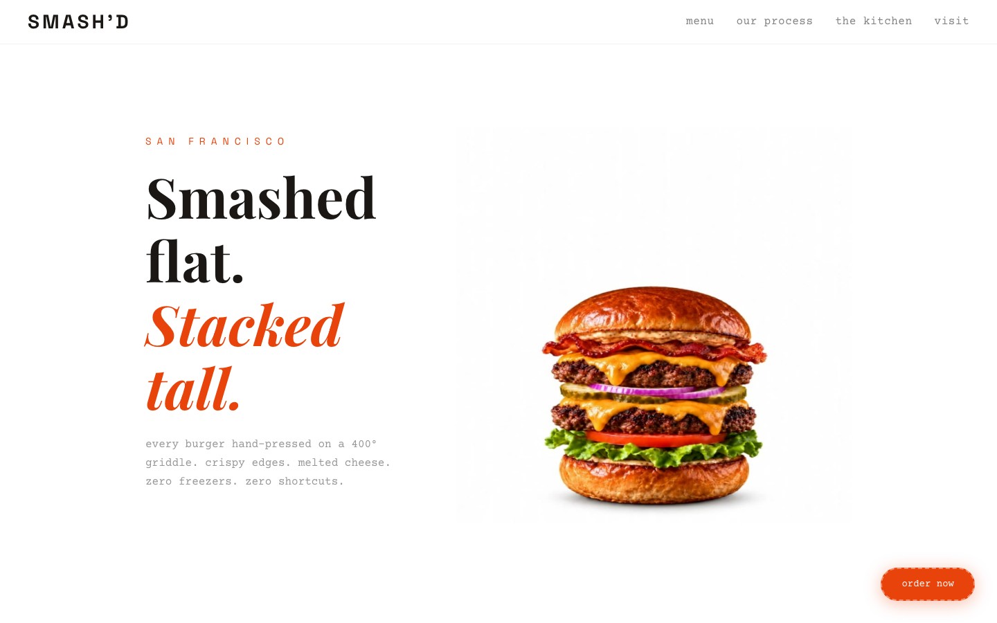 SMASH'D hand-smashed burgers website